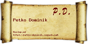 Petko Dominik névjegykártya